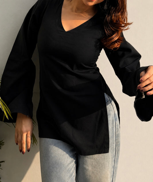 Black Bell Sleeves Kurti