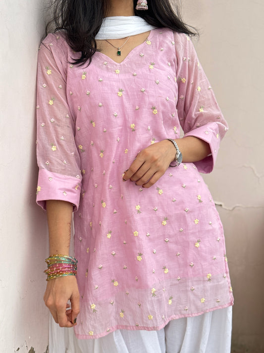 Pink MUL Chanderi Farsi Salwar Set