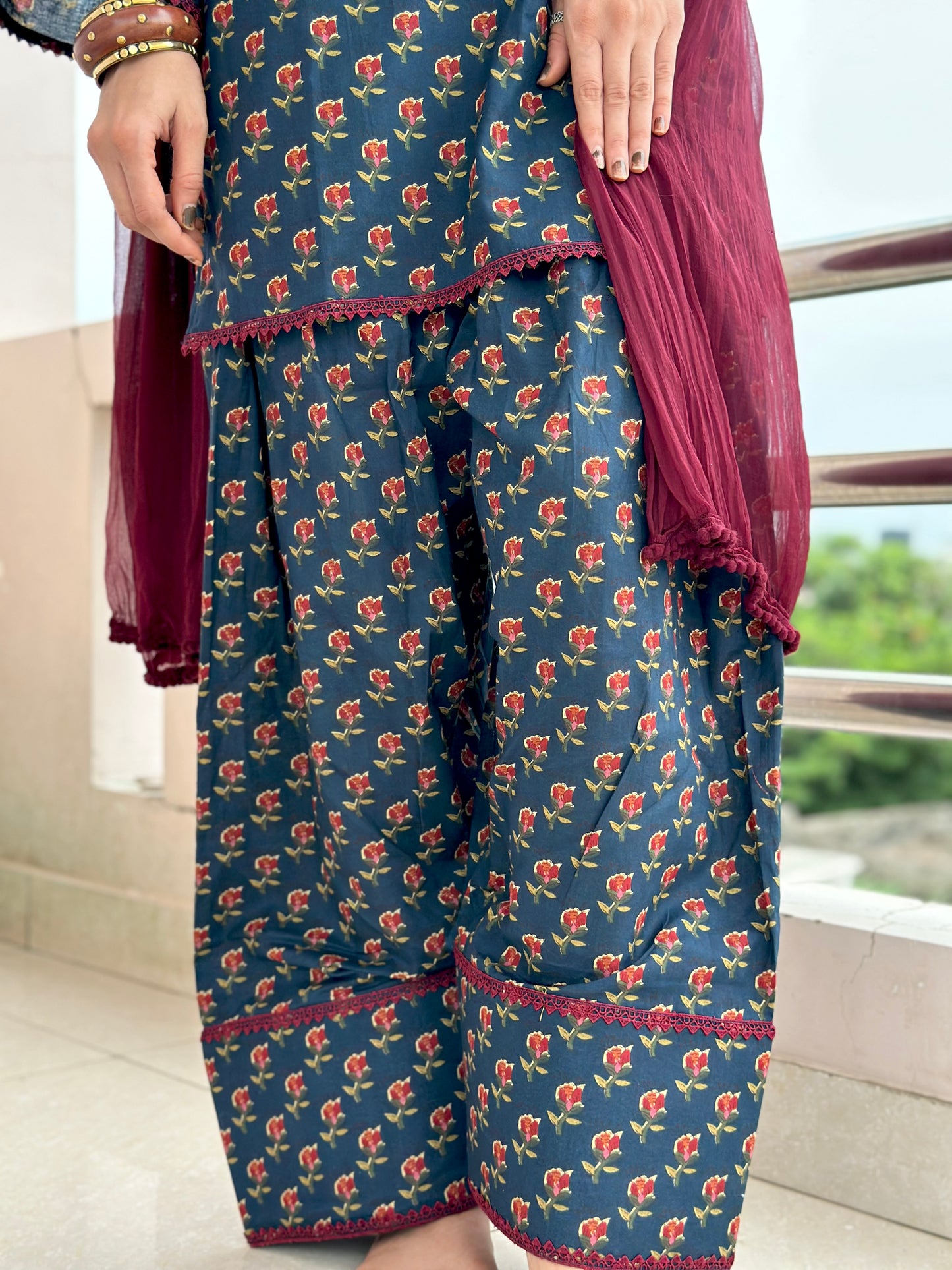 Blue farsi salwar set with duppta