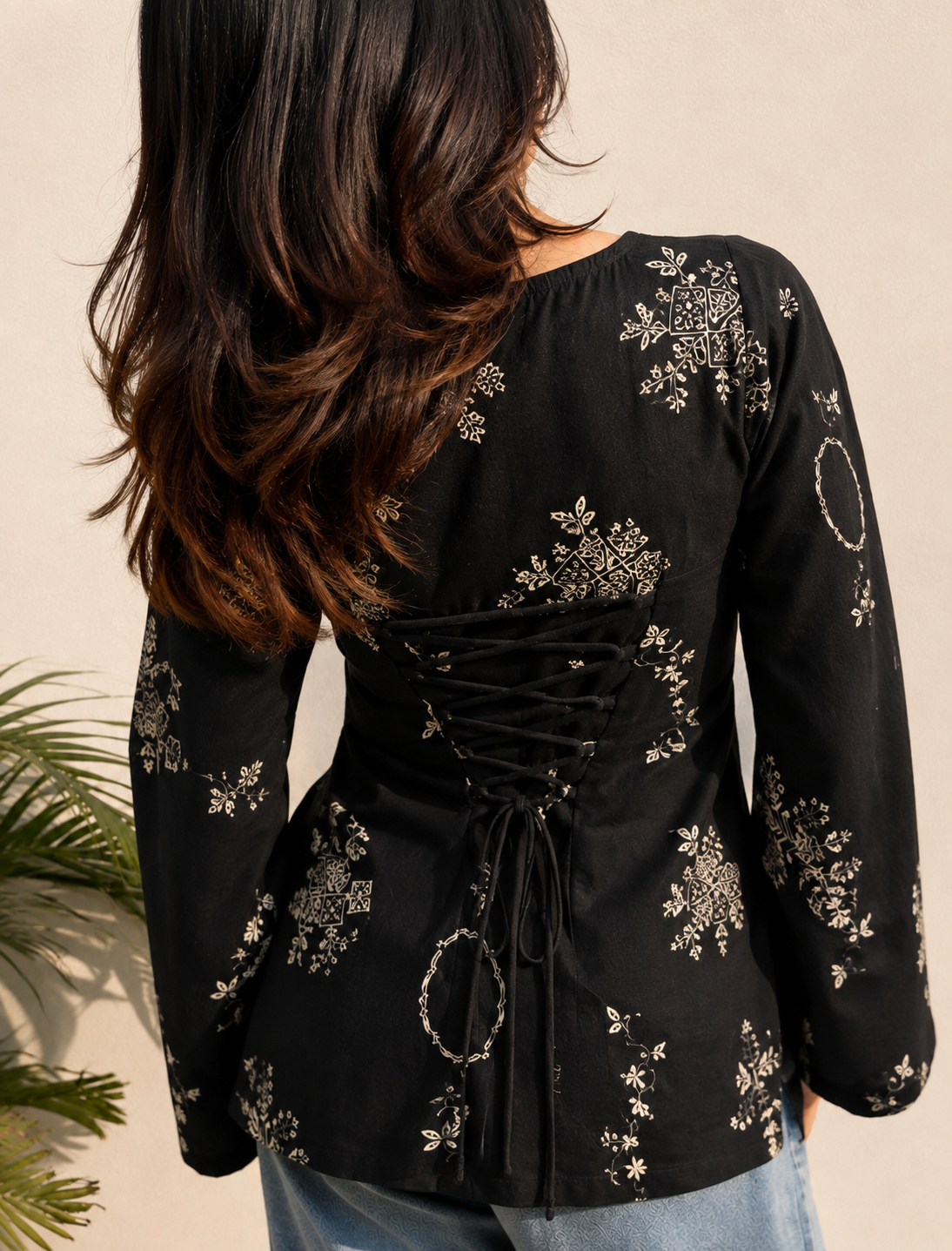 Black Bell Sleeves Kurti