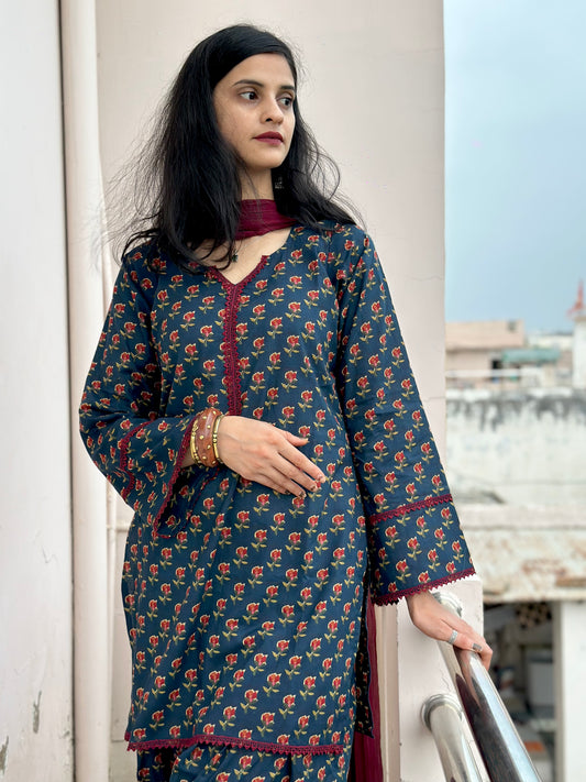 Blue farsi salwar set with duppta