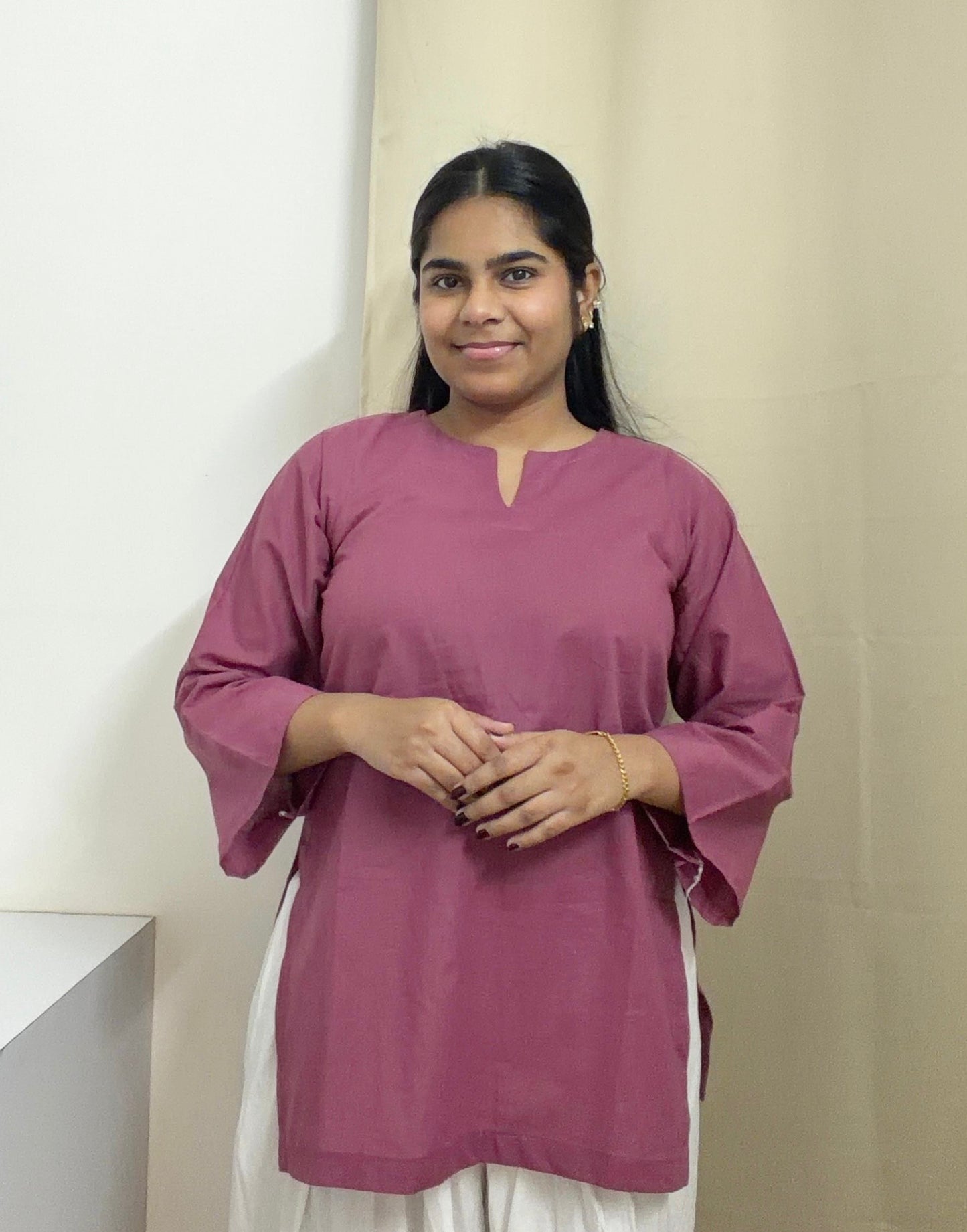 Pink Bell Sleeves Kurti