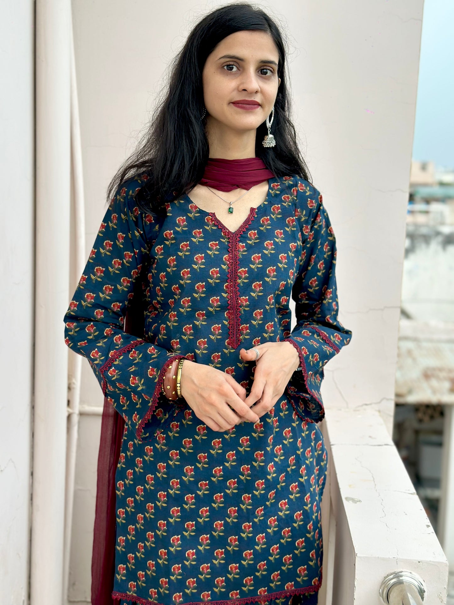 Blue farsi salwar set with duppta