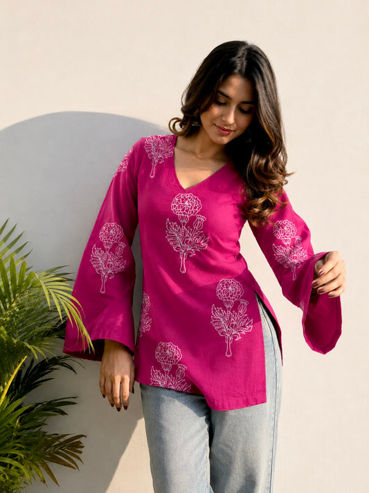 Rose Bell Sleeves Kurti