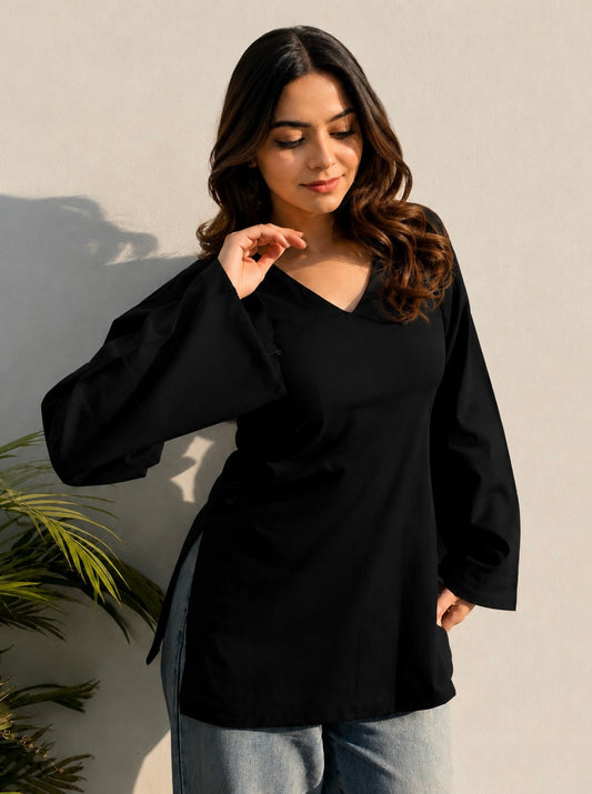 Black Bell Sleeves Kurti