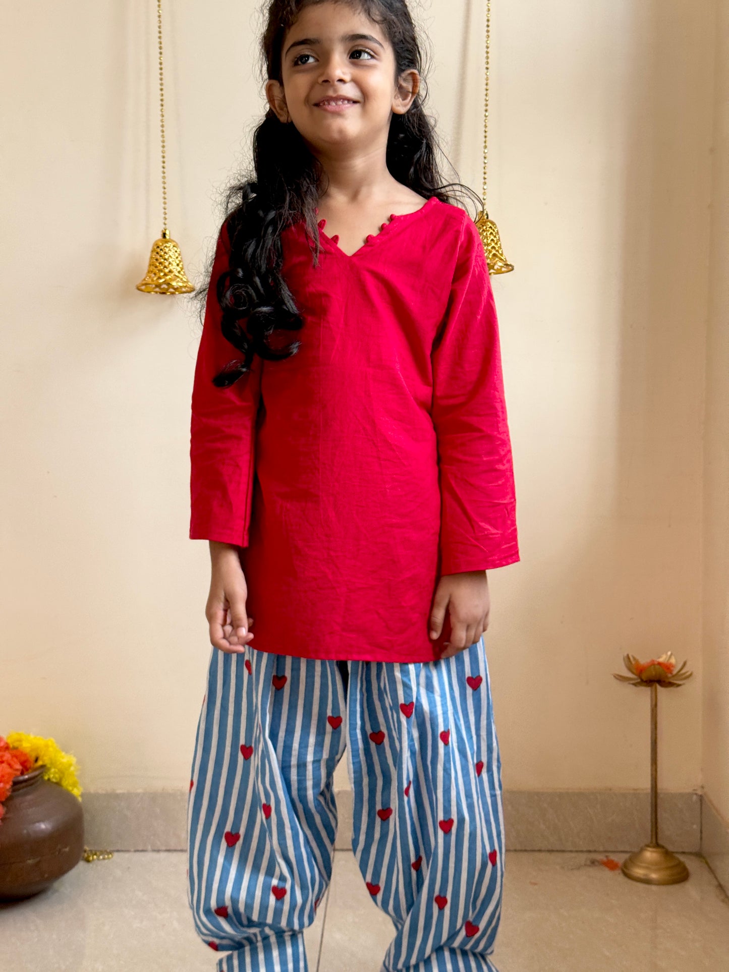Red Farsi Salwar Set for kids