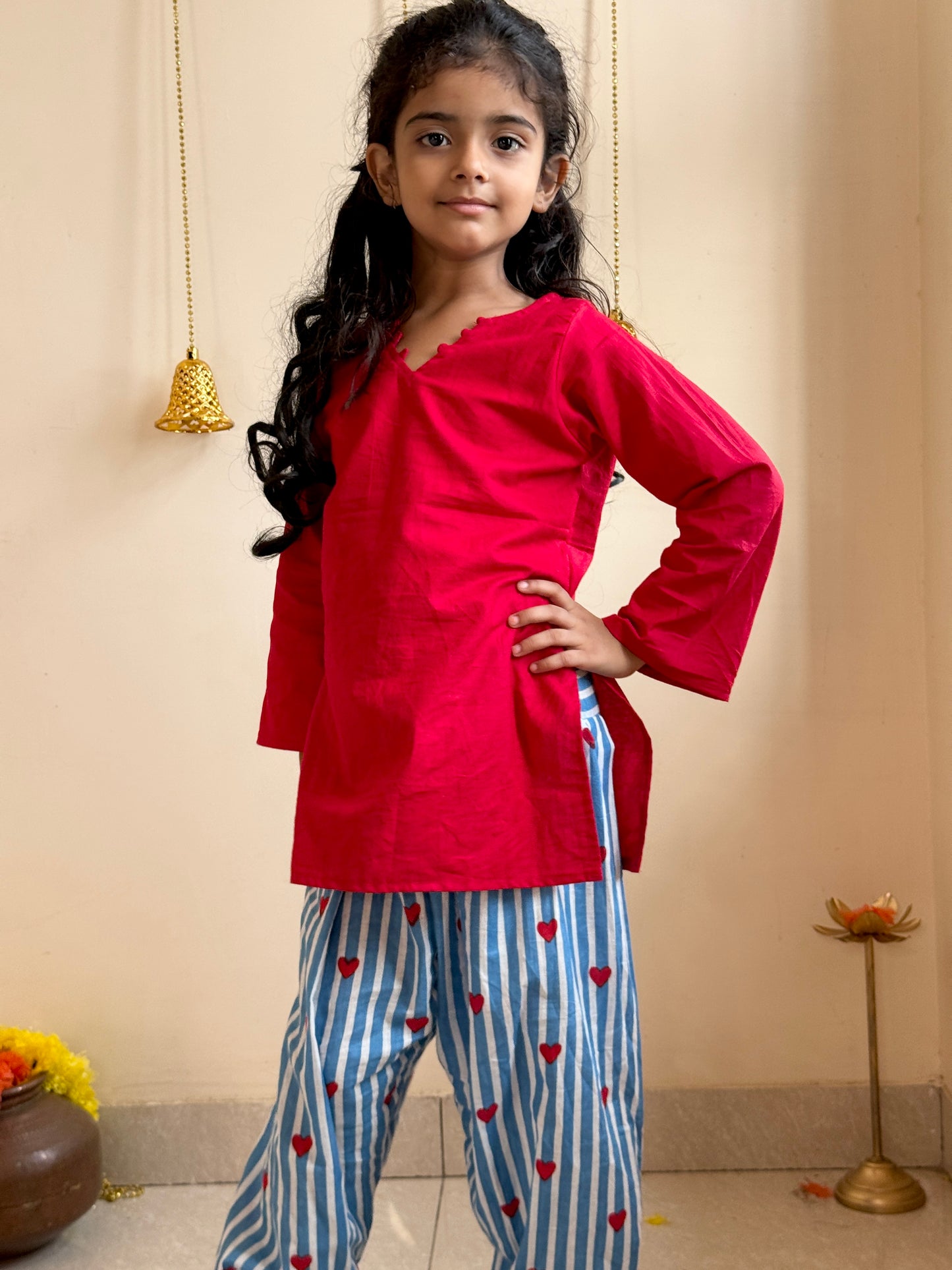 Red Farsi Salwar Set for kids