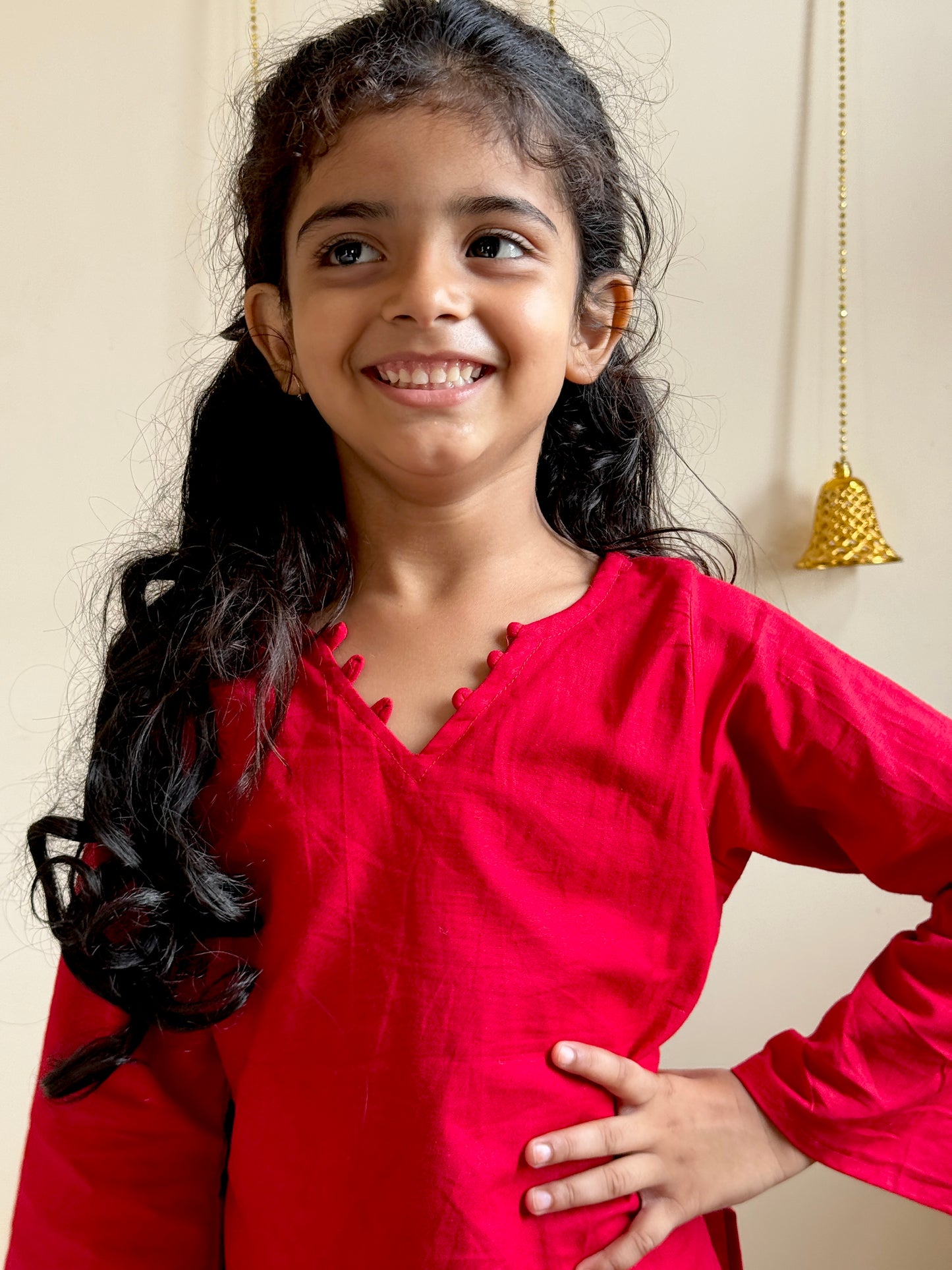 Red Farsi Salwar Set for kids