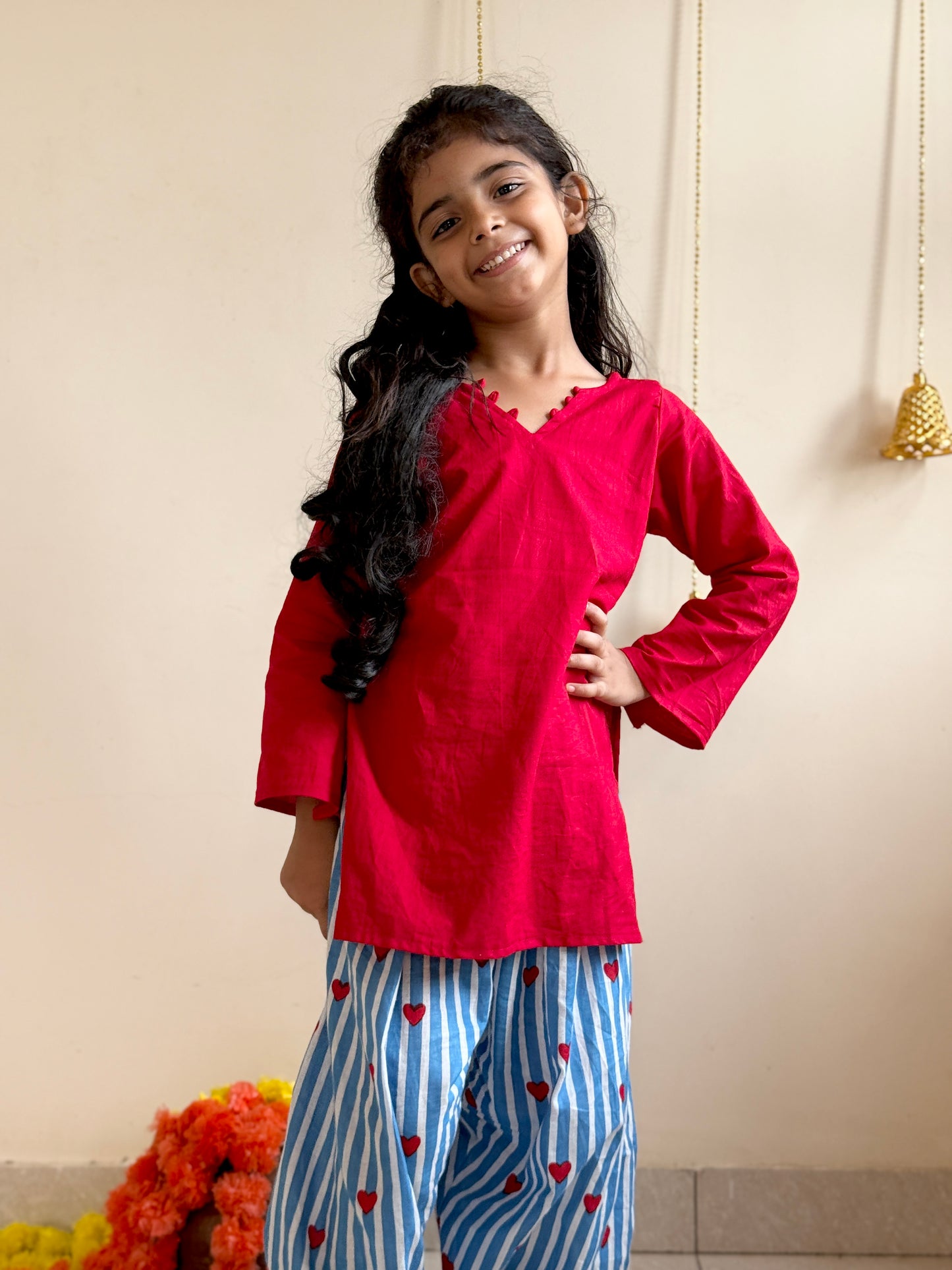 Red Farsi Salwar Set for kids