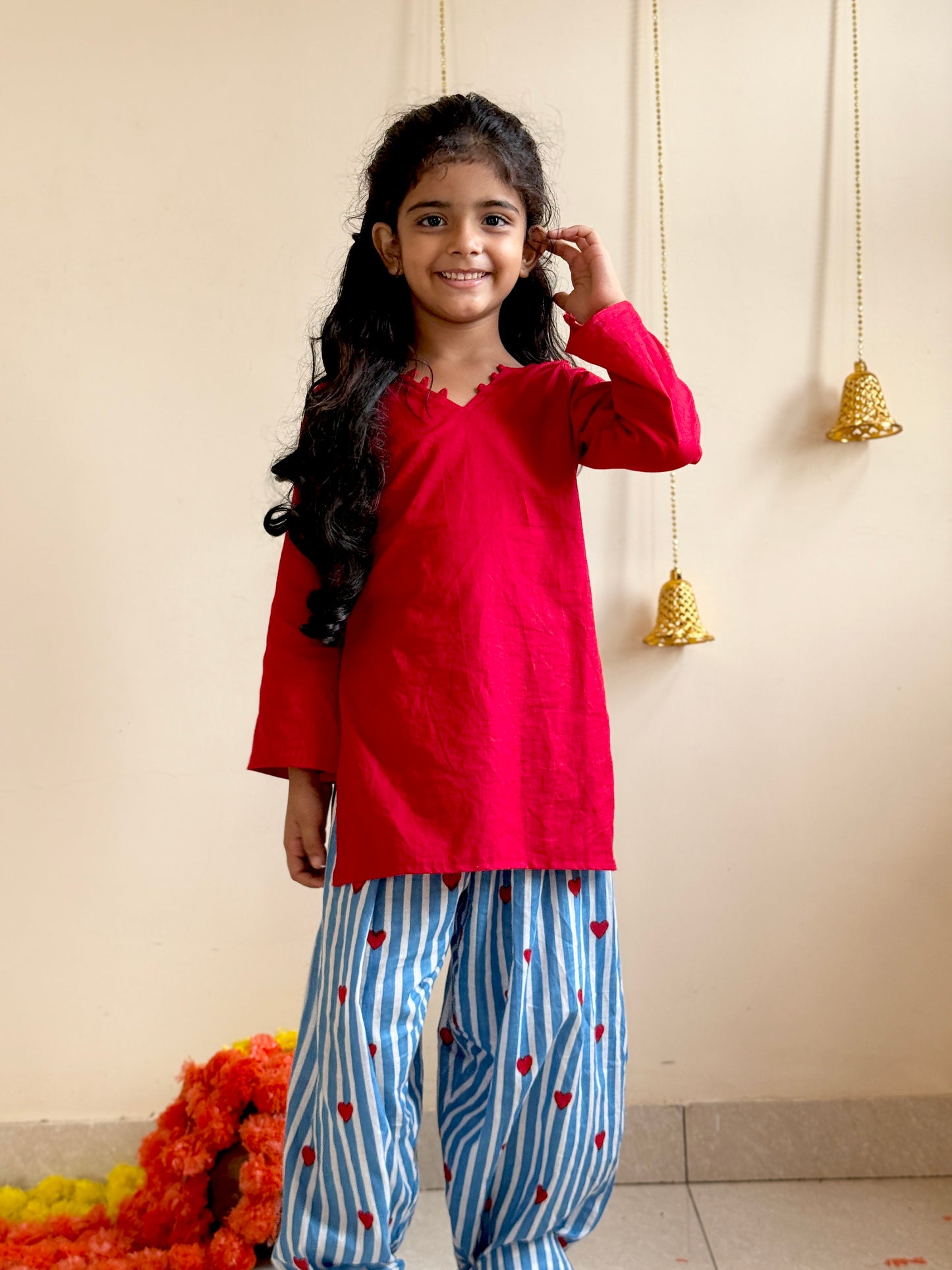 Red Farsi Salwar Set for kids