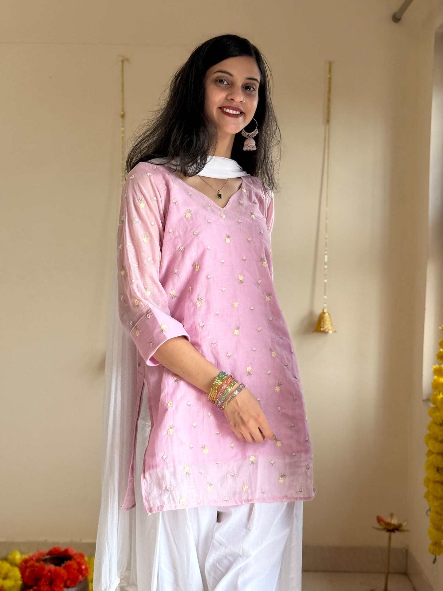 Pink MUL Chanderi Farsi Salwar Set