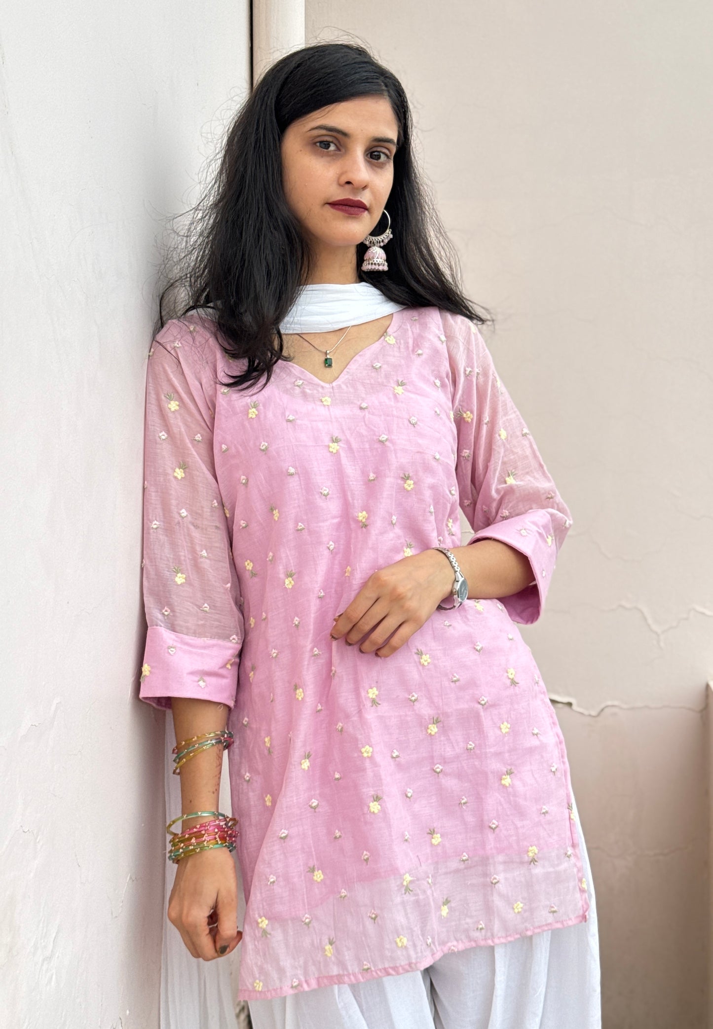 Pink MUL Chanderi Farsi Salwar Set