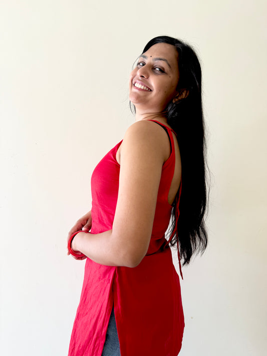 Red Sleeveless kurti