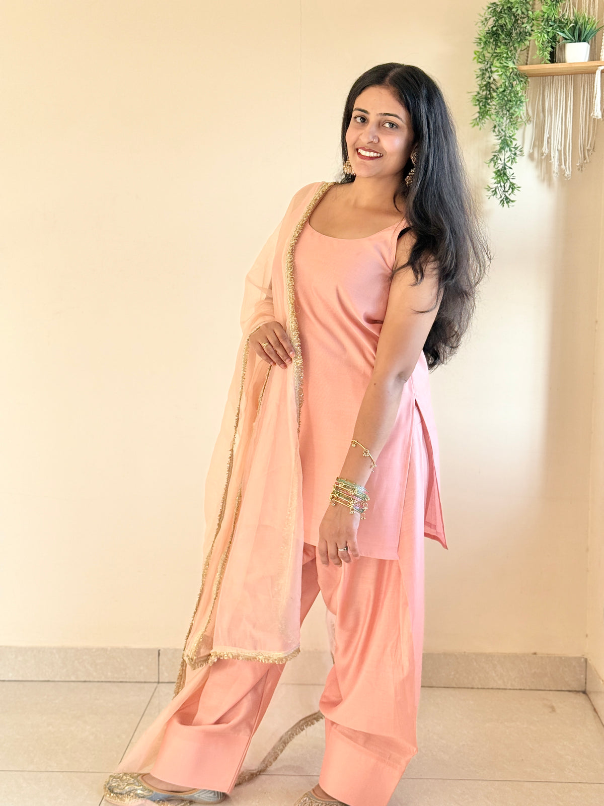 Pink Farsi Salwar Set With Duppta