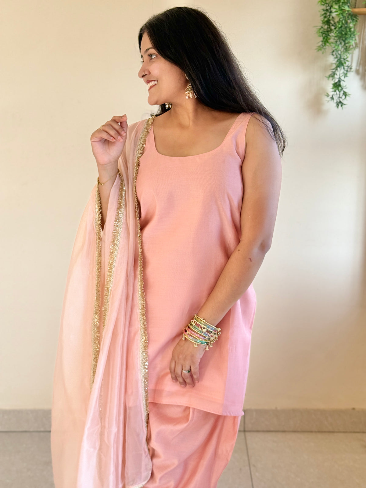 Pink Farsi Salwar Set With Duppta